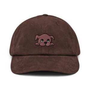 Cute Dog Embroidery Cap Brown